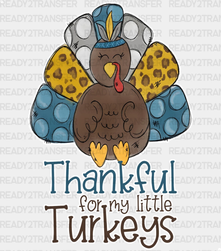 Thankful For My Turkey Cute Design - Thanksgiving Dtf Transfer Adult Unisex S & M (10’’) /