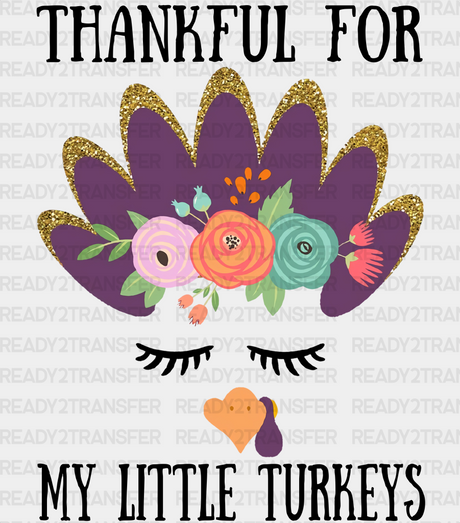 Thankful For My Turkeys Purple - Thanksgiving Dtf Transfer Adult Unisex S & M (10’’) / Dark