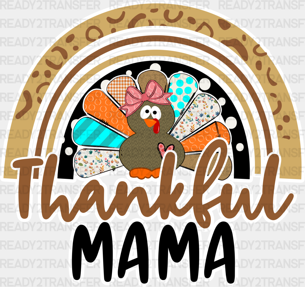 Thankful Mama Rainbow - Thanksgiving Dtf Transfer Adult Unisex S & M (10’’) / Light Color