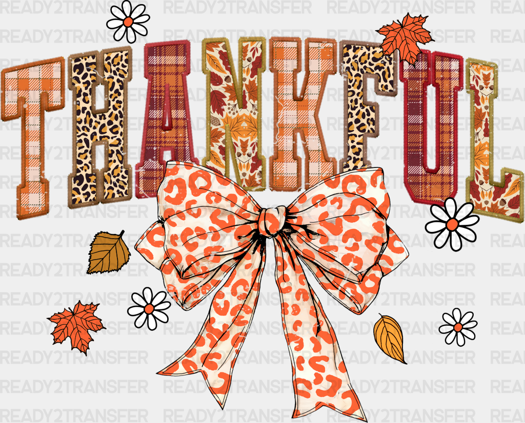 Thankful Orange Ribbon - Thanksgiving Dtf Transfer