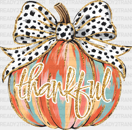 Thankful Ribbon Pumpkin - Thanksgiving Dtf Transfer