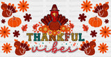 Thankful Vibes Turkey Design - Fall Cup Wrap Uv Sticker Permanent Dtf Decal
