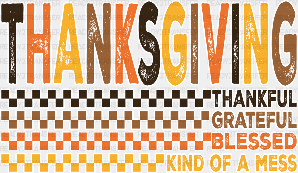 Thanksgiving Checkered - Dtf Transfer Adult Unisex S & M (10’’) / Light Color Design (See Imaging)