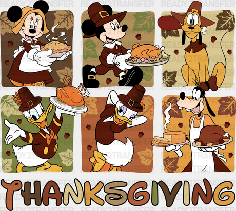 Thanksgiving Mickey Mouse Characters - Dtf Transfer Adult Unisex S & M (10’’) / Dark Color