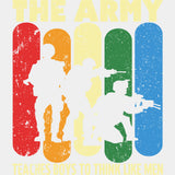 The Army Teaches Boys To Think Like Men - Army DTF Transfers - Adult Unisex - S & M (10’’) / Light Color Design (See