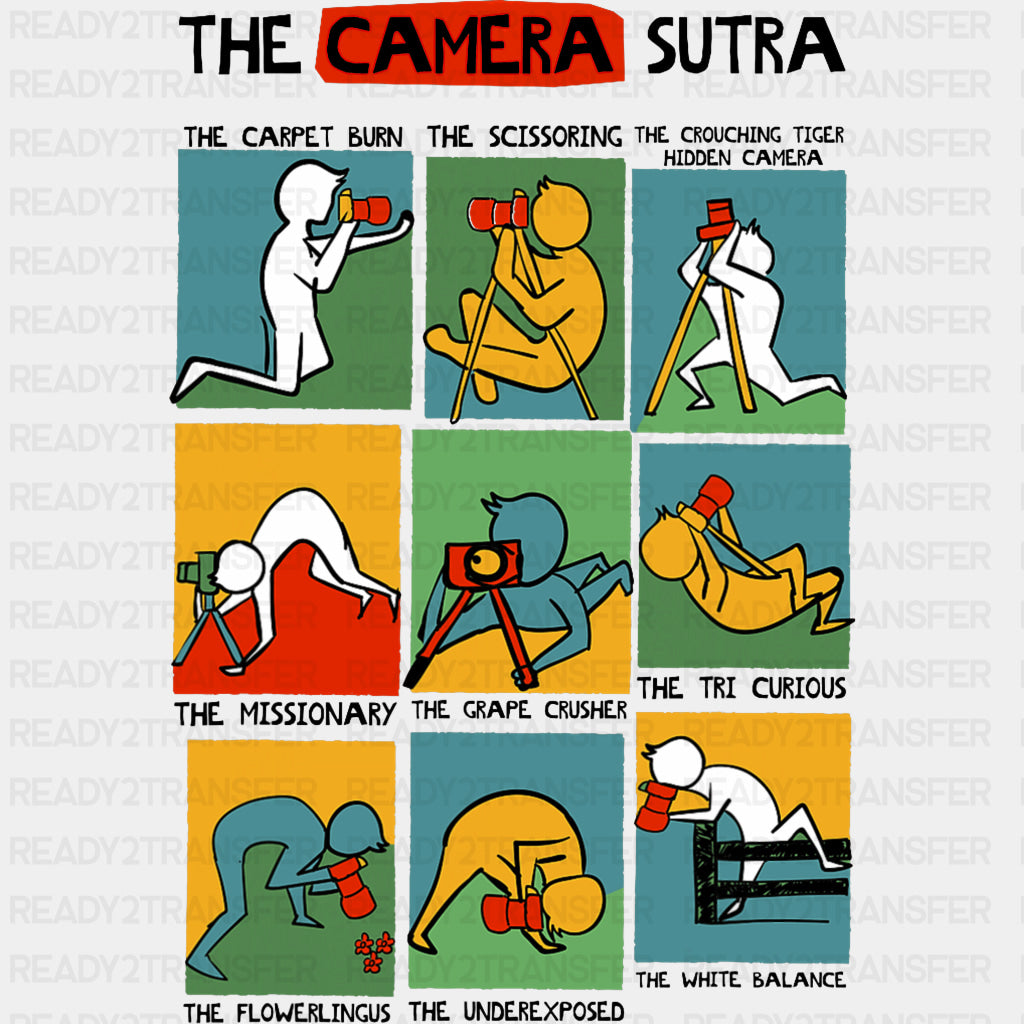 The Camera Sutra - Photography DTF Transfers ready2transfer Dark Color Design (See Imaging)