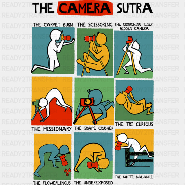 The Camera Sutra - Photography DTF Transfers ready2transfer Dark Color Design (See Imaging)