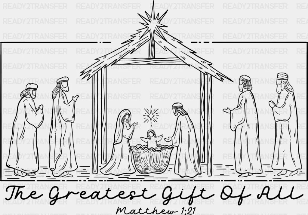 The Greatest Gift Of All - Christmas DTF Transfer Adult Unisex - S & M (10’’) / Dark Color Design (See Imaging)