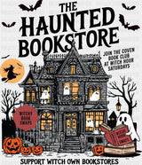The Haunted Bookstore Halloween DTF Transfer Adult Unisex S & M (10’’) / Dark Color Design (See Imaging)