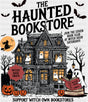 The Haunted Bookstore Halloween DTF Transfer Adult Unisex S & M (10’’) / Dark Color Design (See Imaging)