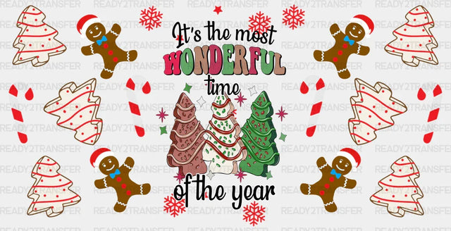 The Most Wonderful Time - Christmas Cup Wrap Uv Sticker Permanent Dtf Decal