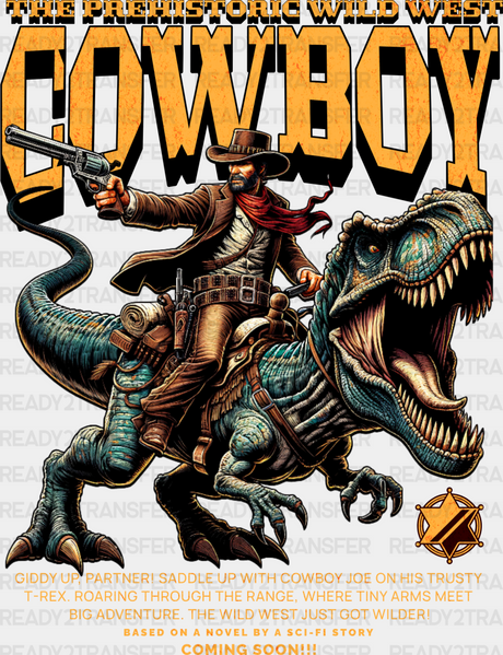 The Prehistoric Wild West Cowboy Design - Rodeo Dtf Transfers