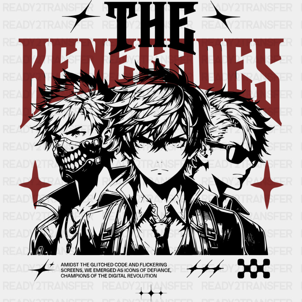 The Renegades - Anime DTF Transfers - Adult Unisex - S & M (10’’) / Dark Color Design (See Imaging)