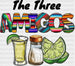 The Three Amigos Tequila Salt Lime - Cinco De Mayo DTF heat transfer ready2transfer Black