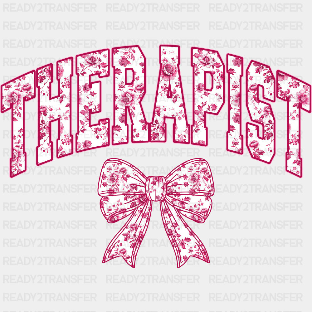 Therapist Pink Ribbon - Therapist DTF Transfers ready2transfer
