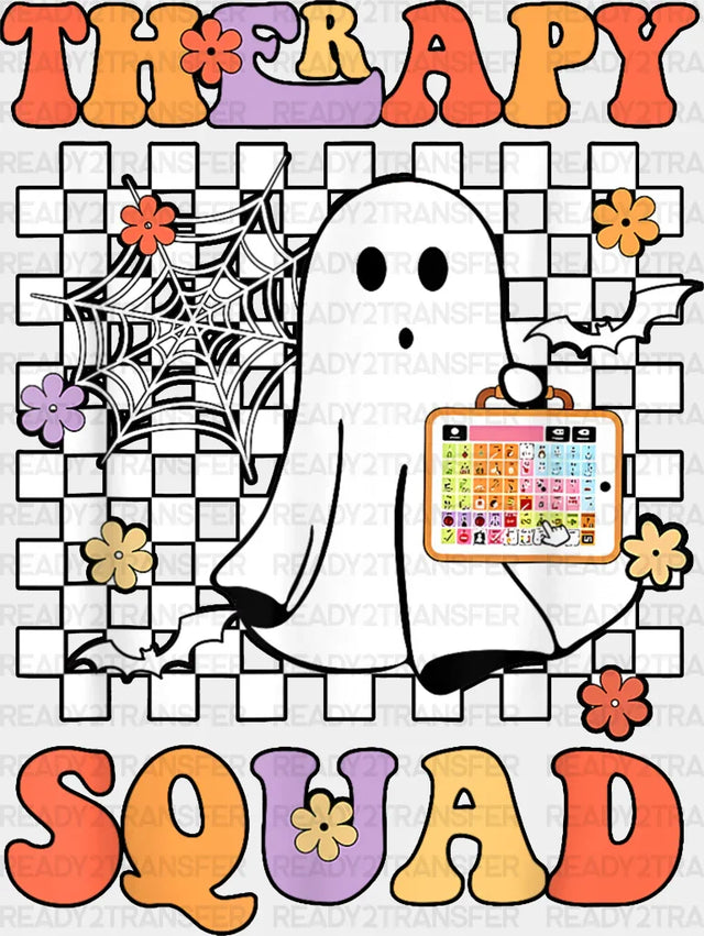 Therapy Squad Halloween Design - Therapist Dtf Heat Transfer Adult Unisex S & M (10’’) / Black