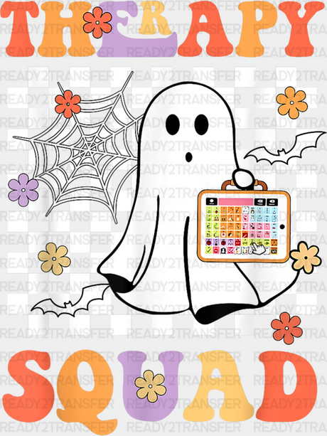 Therapy Squad Halloween Design - Therapist Dtf Heat Transfer Adult Unisex S & M (10’’) / White