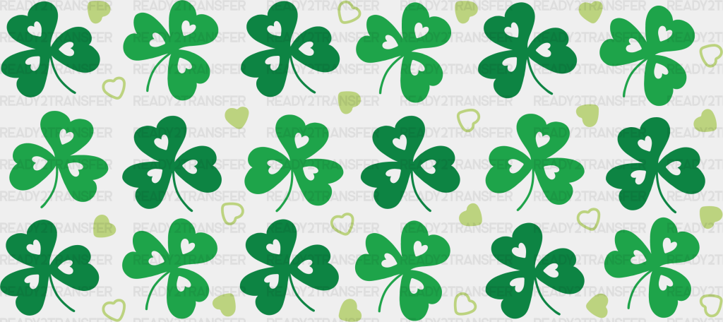 Three Leaf Clover Heart - St Patrick Cup Wrap Uv Sticker Permanent Dtf Decal