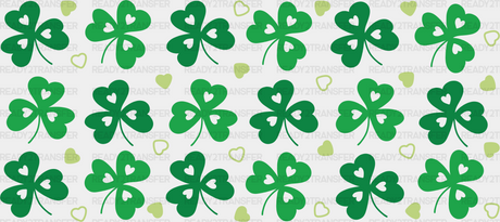 Three Leaf Clover Heart - St Patrick Cup Wrap Uv Sticker Permanent Dtf Decal