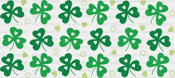 Three Leaf Clover Heart - St Patrick Cup Wrap UV Sticker Permanent UV DTF Decal