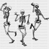 Three Skeletons Dancing - Skeleton DTF Transfers ready2transfer Dark Color Design (See Imaging)