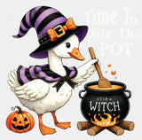 Time To Stir The Pot Cute Goose - Halloween DTF Transfer ready2transfer Light Color Design (See Imaging)