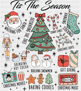 Tis The Season B&W Collage - Christmas DTF Transfer Adult Unisex - S & M (10’’) / Dark Color Design (See Imaging)