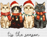 Tis The Season Cats - Christmas DTF Transfer Adult Unisex - S & M (10’’) / Dark Color Design (See Imaging)