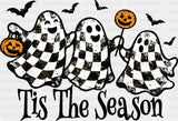 Tis The Season Checkered Ghosts - Halloween DTF Transfer Adult Unisex - S & M (10’’) / Dark Color Design (See Imaging)