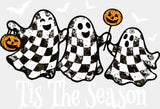Tis The Season Checkered Ghosts - Halloween DTF Transfer Adult Unisex - S & M (10’’) / Light Color Design (See Imaging)