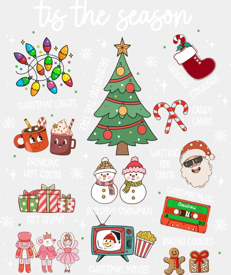 Tis The Season For... - Christmas DTF Transfer Adult Unisex - S & M (10’’) / Light Color Design (See Imaging)