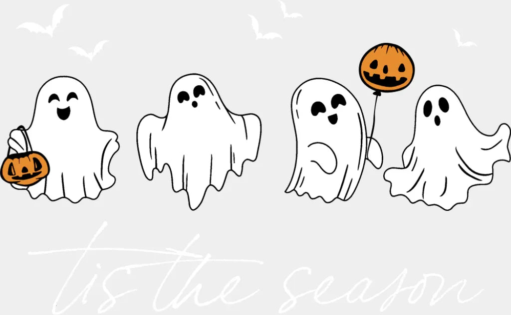 Tis The Season Ghosts - Halloween DTF Transfer Adult Unisex - S & M (10’’) / Light Color Design (See Imaging)