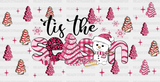 Tis The Season Pink Design - Christmas Cup Wrap Uv Sticker Permanent Dtf Decal