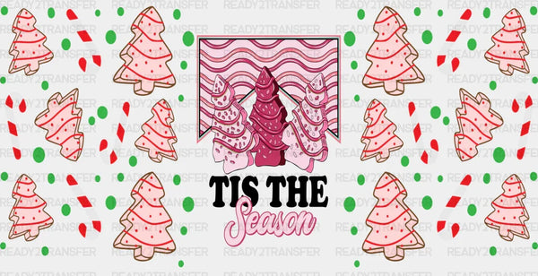 Tis The Season Pink Trees - Christmas Cup Wrap UV Sticker Permanent UV DTF Decal