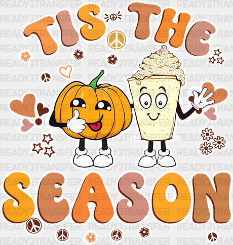 Tis The Season Pumpkin And Drink - Fall Dtf Transfer Adult Unisex S & M (10’’) / Light Color