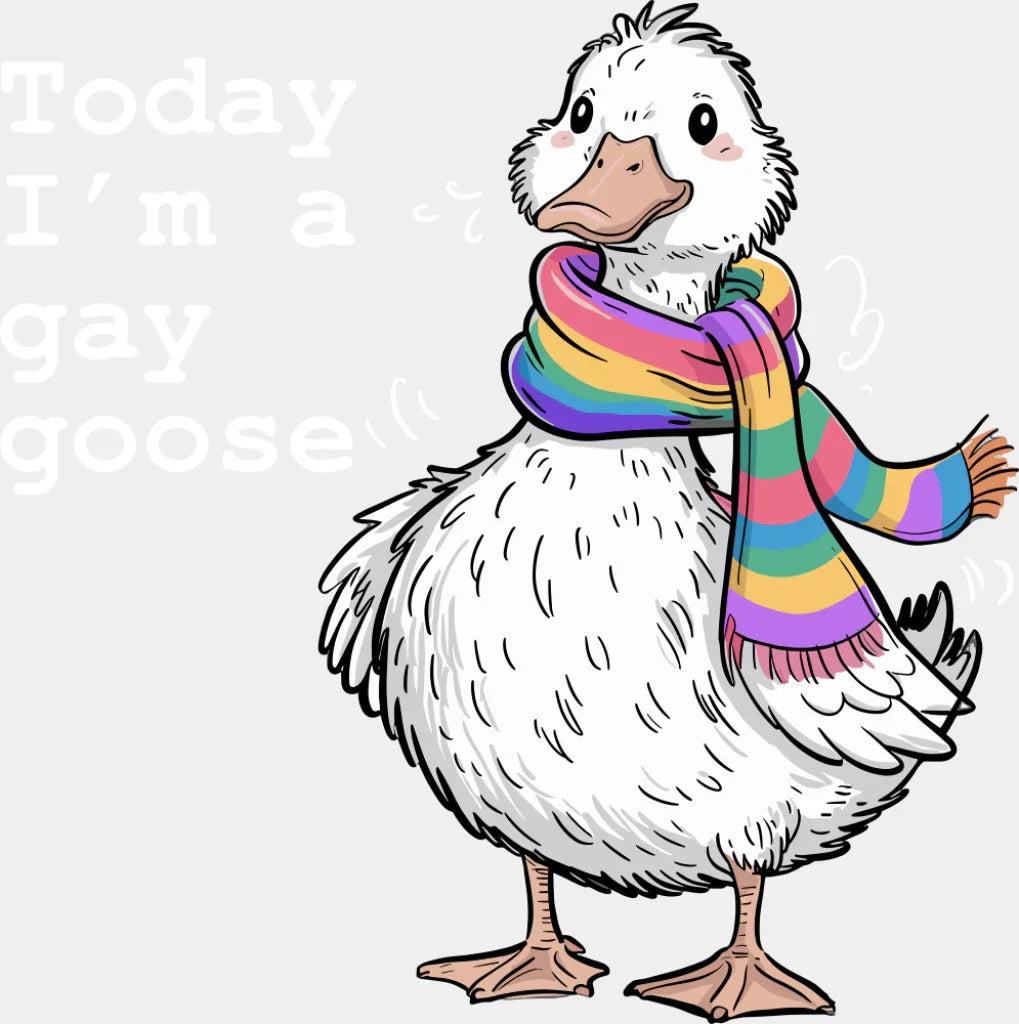 Today I’m A Gay Goose - Gay DTF Transfer Adult Unisex - S & M (10’’) / Light Color Design (See Imaging)