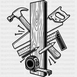 Tools B&W - Woodworking DTF Transfers - Adult Unisex - S & M (10’’) / Dark Color Design (See Imaging)