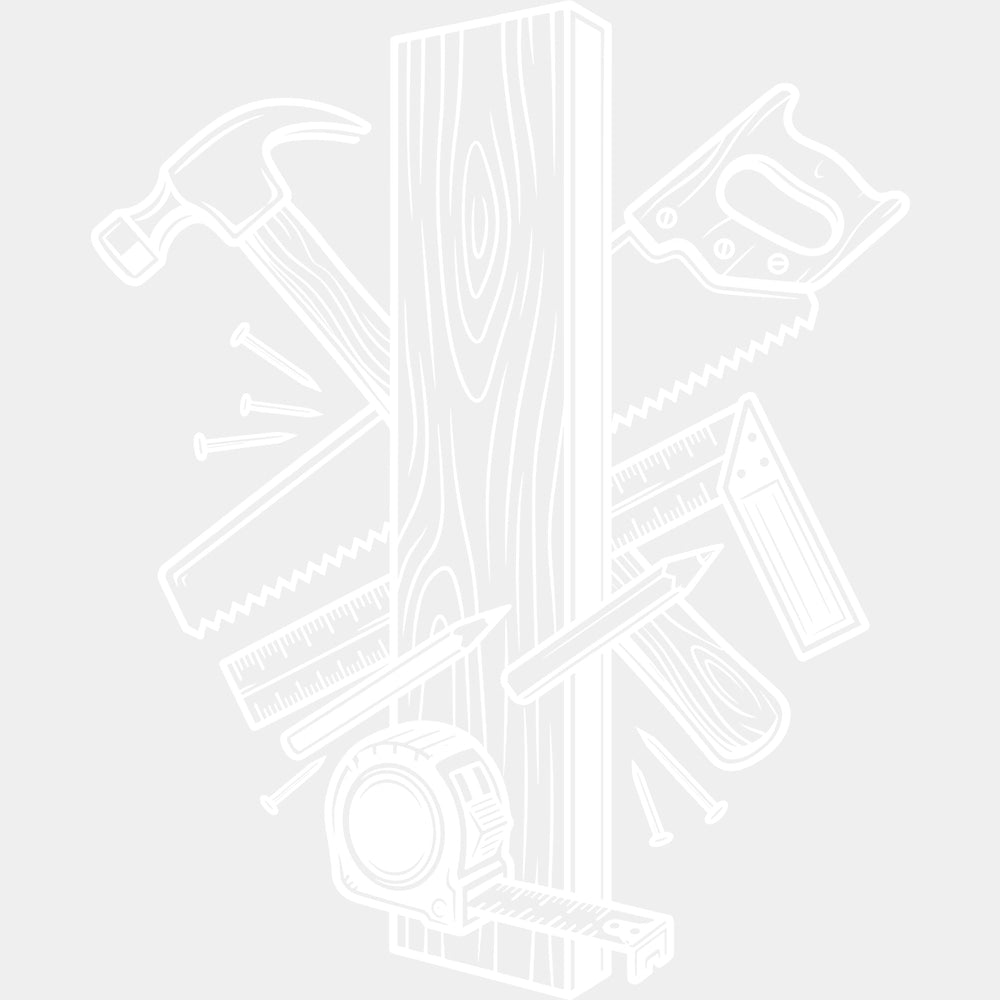 Tools B&W - Woodworking DTF Transfers - Adult Unisex - S & M (10’’) / Light Color Design (See Imaging)