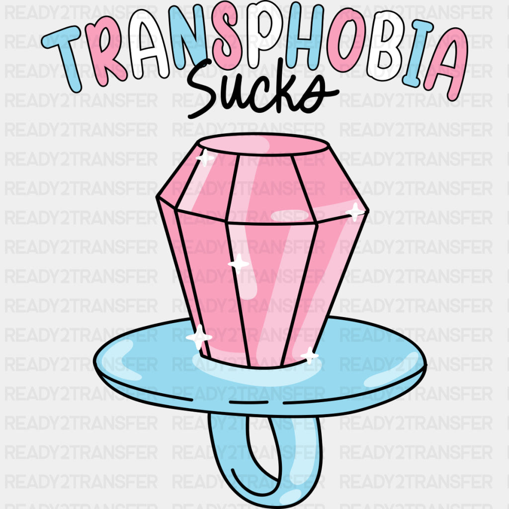 Transphobia Sucks - Transgender DTF Transfers ready2transfer Dark Color Design (See Imaging)