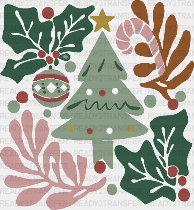 Tree And Leaves - Christmas Dtf Transfer