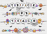 Trick Or Teach - Halloween DTF Transfer Adult Unisex - S & M (10’’) / Dark Color Design (See Imaging)