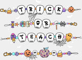 Trick Or Teach - Halloween DTF Transfer Adult Unisex - S & M (10’’) / Light Color Design (See Imaging)