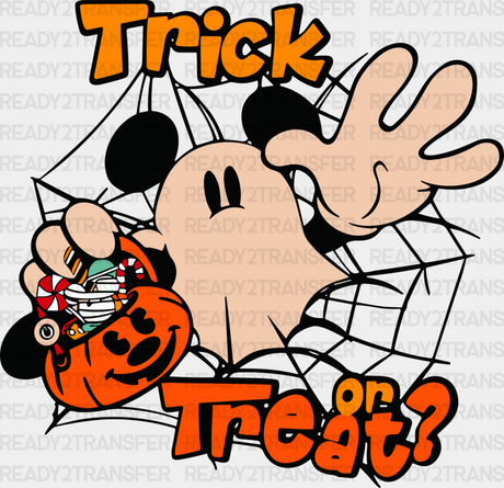 Trick Or Treat Spider Web Ghost - Halloween Dtf Transfer Adult Unisex S & M (10’’) / Dark Color