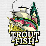 Trout Fish - Fishing DTF Transfers ready2transfer Dark Color Design (See Imaging)
