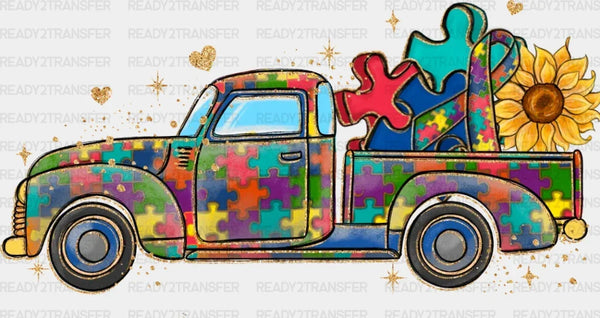 Truck Puzzle Flower DTF Transfer