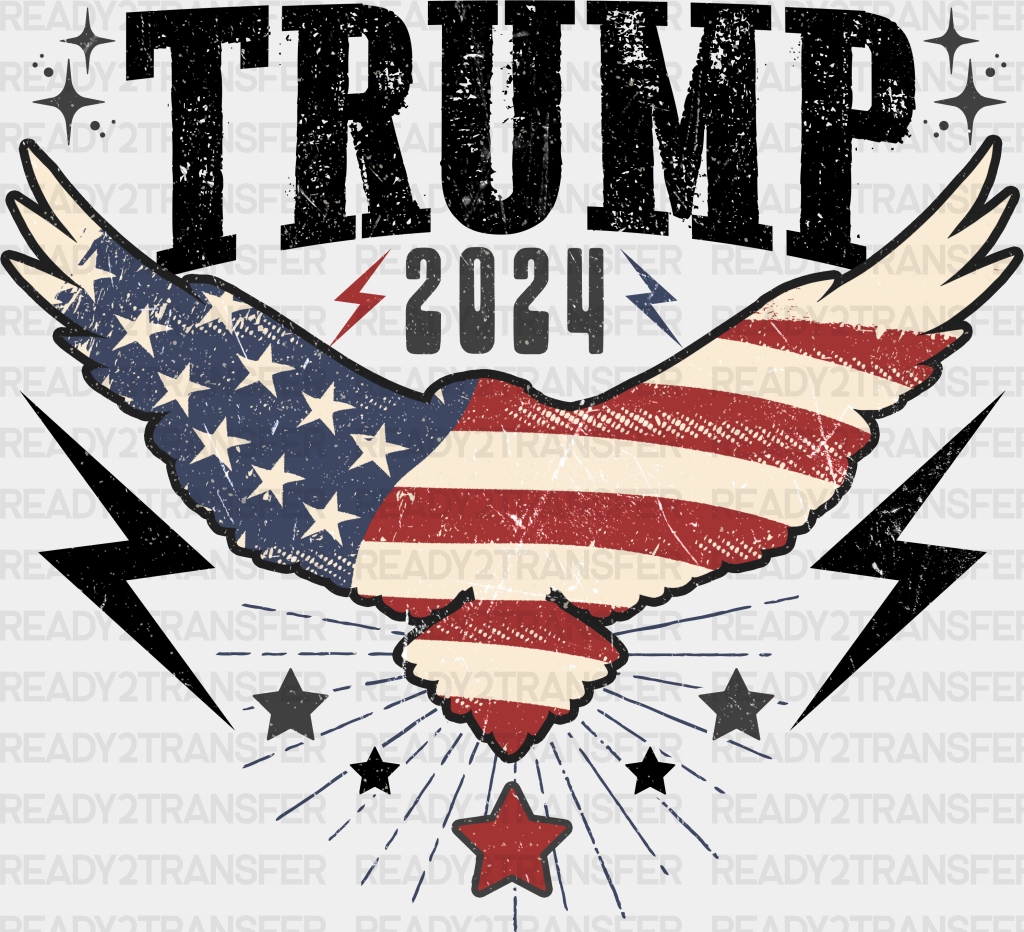 Trump 2024 Eagle Us Flag Election Dtf Transfer Adult Unisex - S & M (10’) / Black