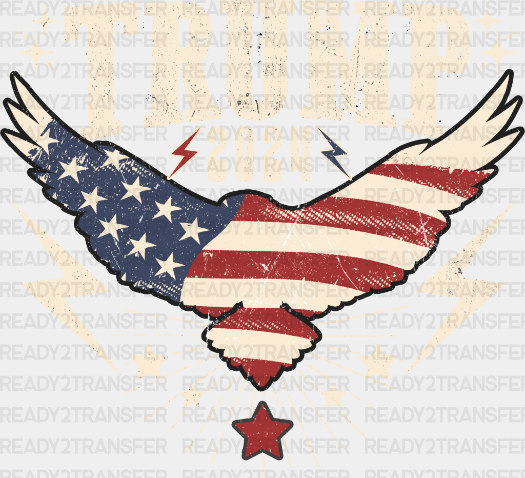 Trump 2024 Eagle Us Flag Election Dtf Transfer Adult Unisex - S & M (10’) / White