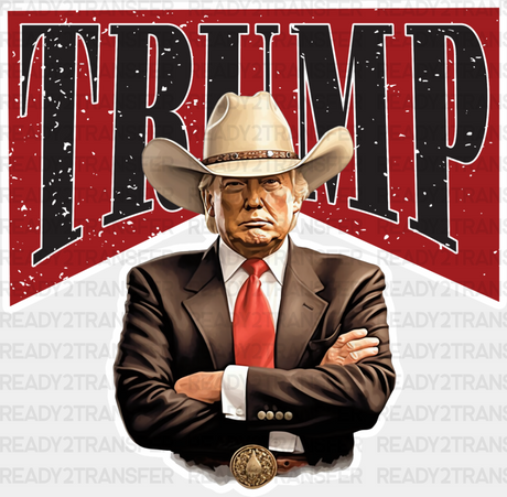 Trump Red Cowboy Design - Dtf Transfer Adult Unisex S & M (10’’) / Light Color (See Imaging)