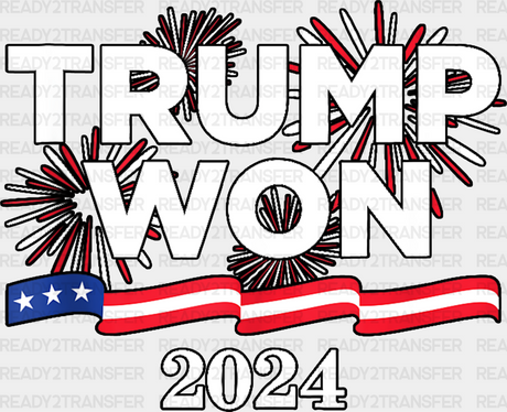 Trump Won 2024 Us Flag - Dtf Transfer Adult Unisex S & M (10’’) / Dark Color Design (See Imaging)