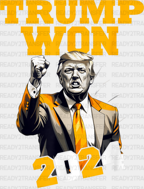 Trump Won 2024 Yellow Design - Dtf Transfer Adult Unisex S & M (10’’) / Light Color (See Imaging)